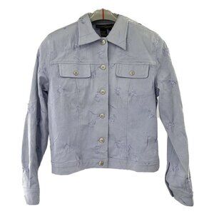 Christine Phillipe‎ Women's embroidered jacket Size 10 Blue Floral